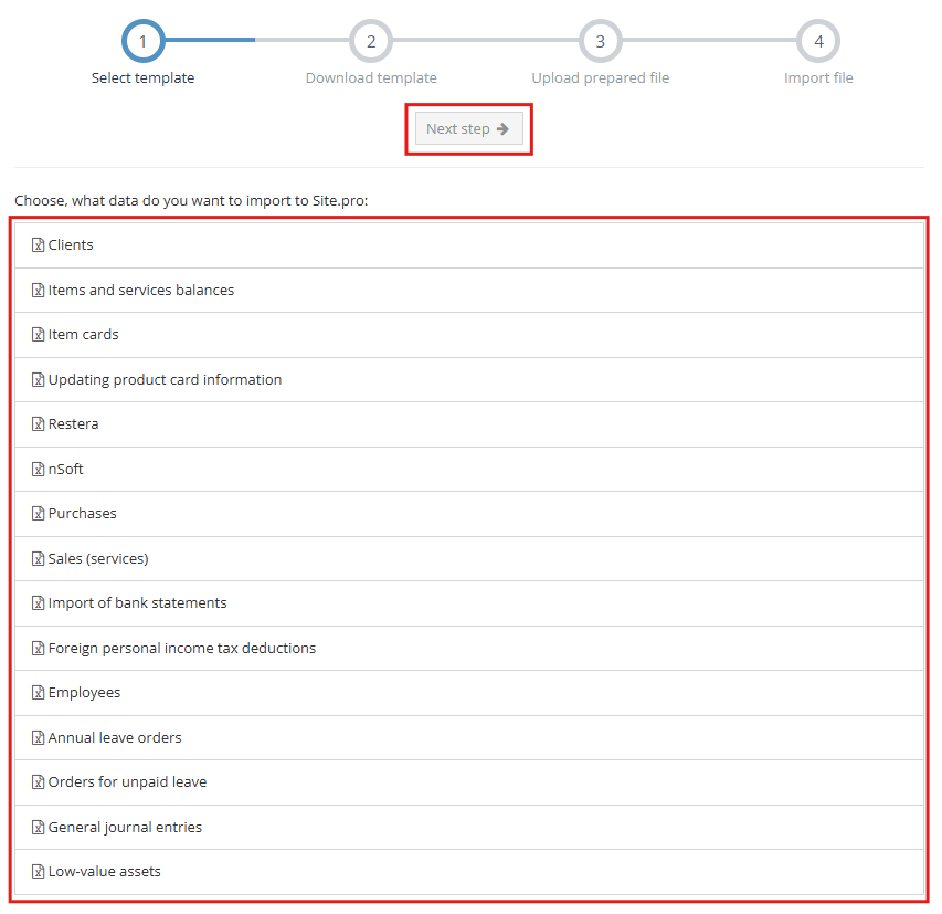 Selecting the customers module and clicking the arrow to proceed to the next step